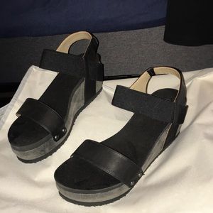 Black wedge sandals